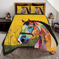 Horse Patchwork Pattern Quilt, Animal Farmhouse Quilt Set Patchwork Style, Premium Pattern Printed Quilts, Bedding Present for Mother Christmas