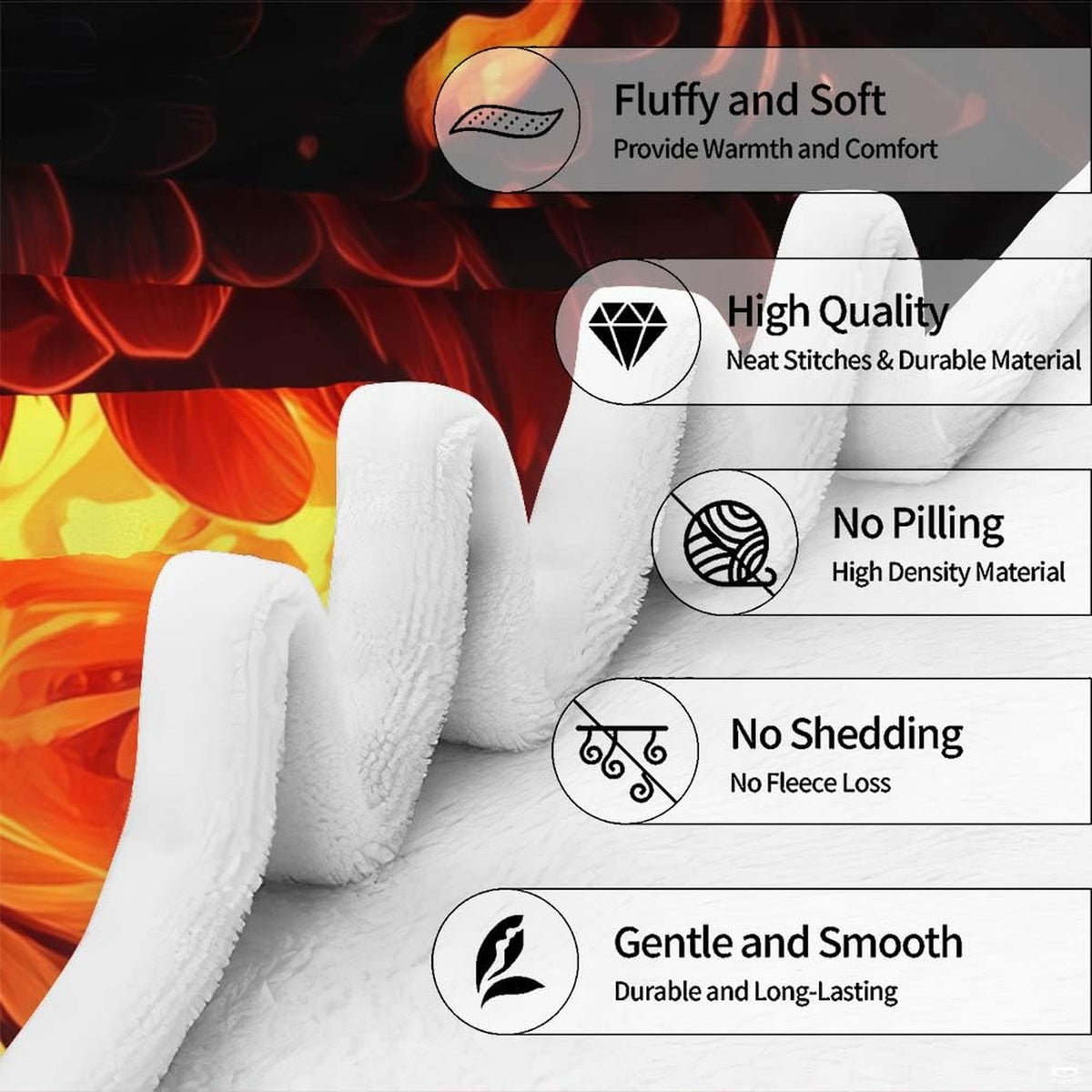 Fiery phoenix bald eagle inferno throw blanket view 7 highlighting fire wings and embers