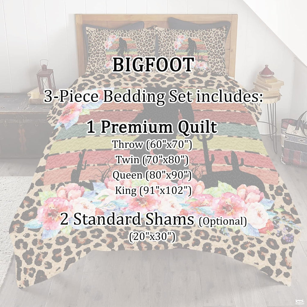 Full bedroom display of cheetah print Sasquatch bedding styled with modern eclectic room decor accents