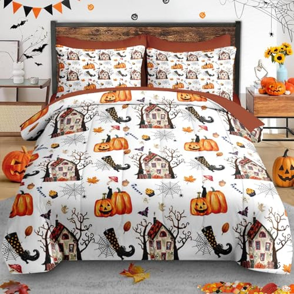 Pamnest Twin Halloween Comforter Set with Sheets, 5 Pieces Mystic Bedding