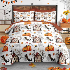 Pamnest Twin Halloween Comforter Set with Sheets, 5 Pieces Mystic Bedding