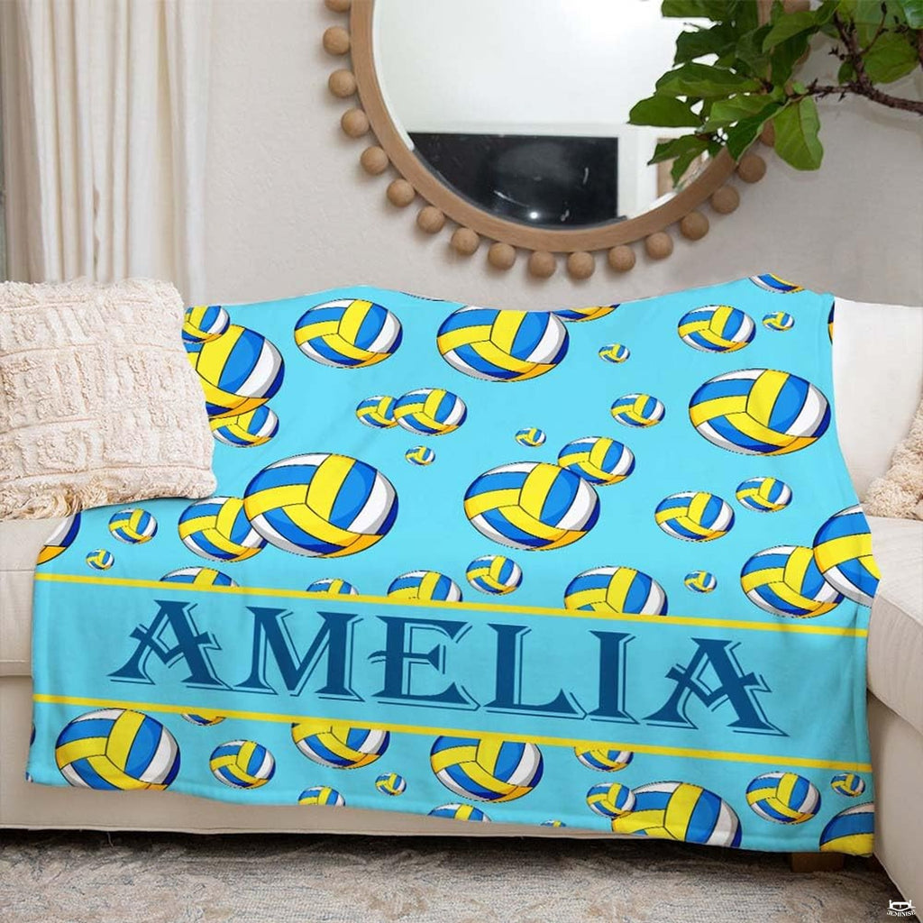 Styled bed presentation highlighting the vibrant court-inspired artwork and yellow accents of the bedding set.