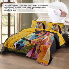 Jeminise Cat Farmhouse Quilt Set, Cozy Animal Bedding