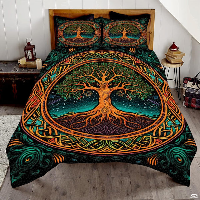 Personalized Colorful Celtic Tree of Life Quilt Sets, Machine Washable