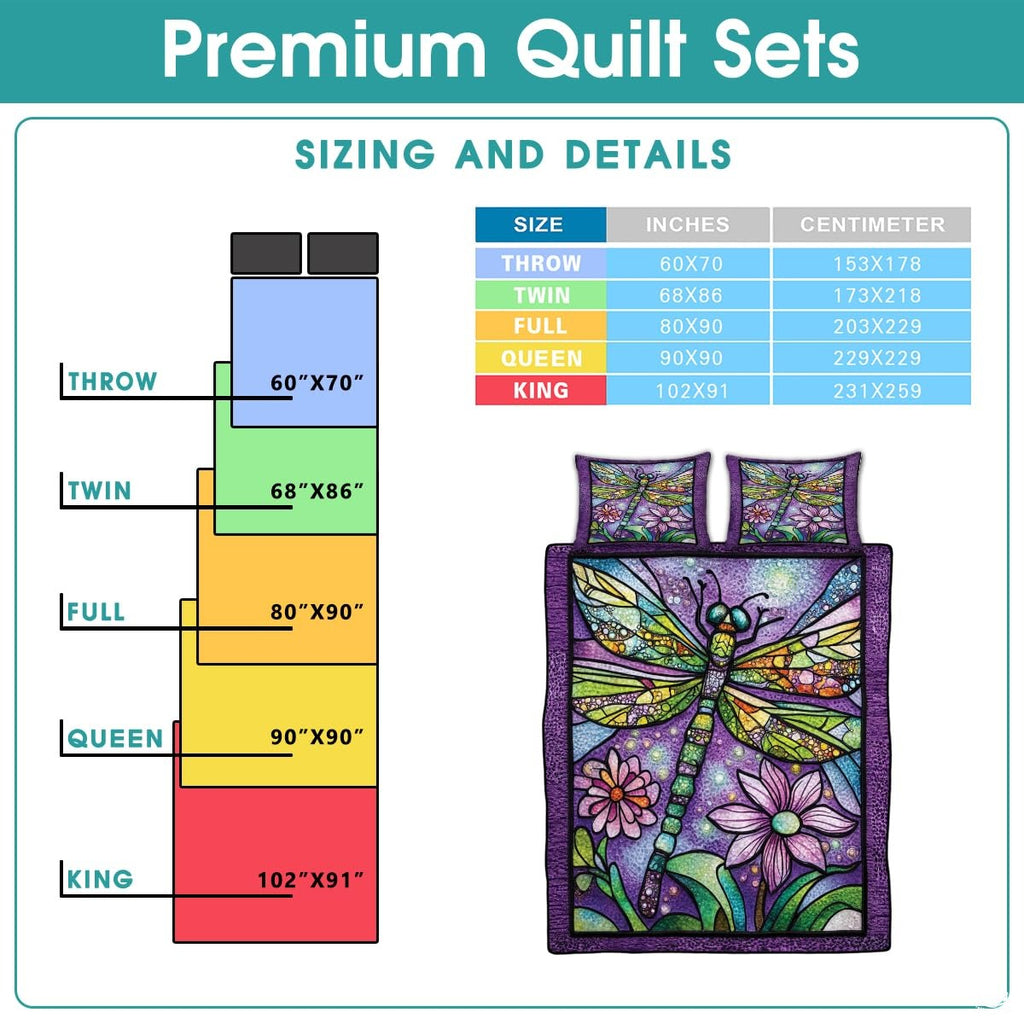 Dragonfly Pattern Quilt Set, Dragonflies Vintage Quilt Set Patchwork Style, Purple Patchwork Pattern Cotton Quilt Bedspread, Dragonfly Bedding Blanket for Daughter/Mother, Grandma