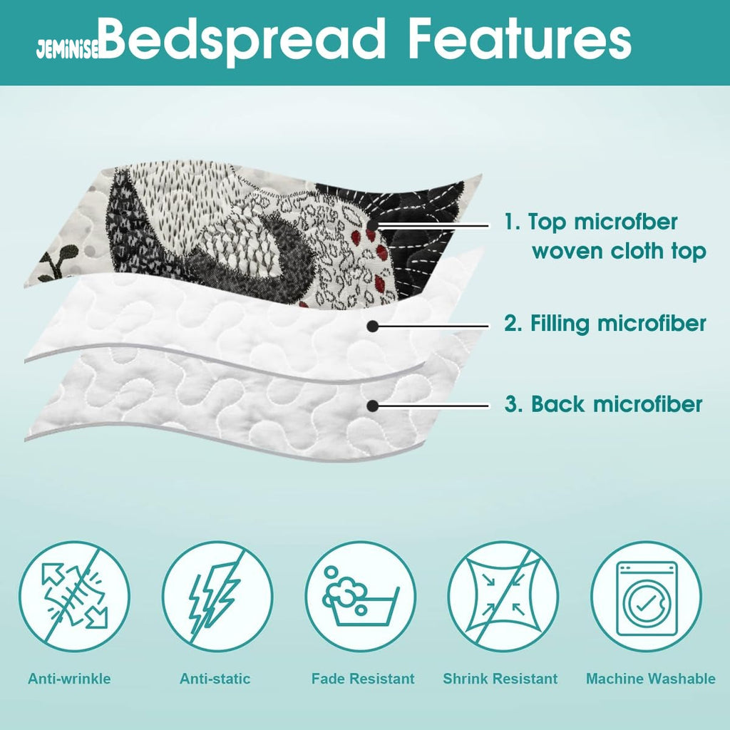 Jeminise Cat Farmhouse Quilt Set, Cozy Animal Bedding