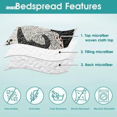 Jeminise Cat Farmhouse Quilt Set, Cozy Animal Bedding