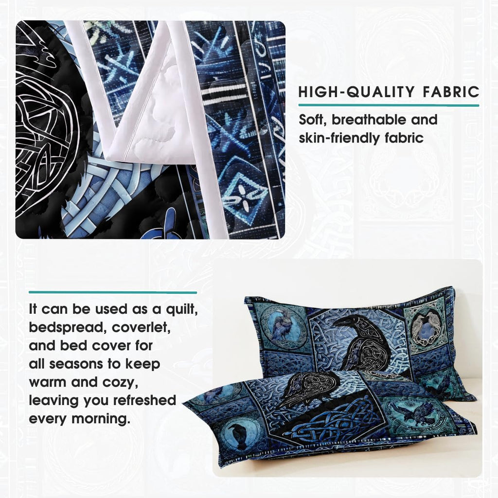 Norse Mythology Raven Within Celtic Knot Frame Quilt