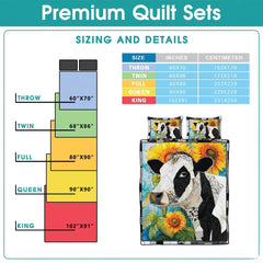 Cow with Landscape Patchwork Quilt, Animal Farmhouse Printed Quilt Set Bedding Set, Premium Patchwork Pattern Quilts Bedspread, Bedding Set with Cow Lover Gift