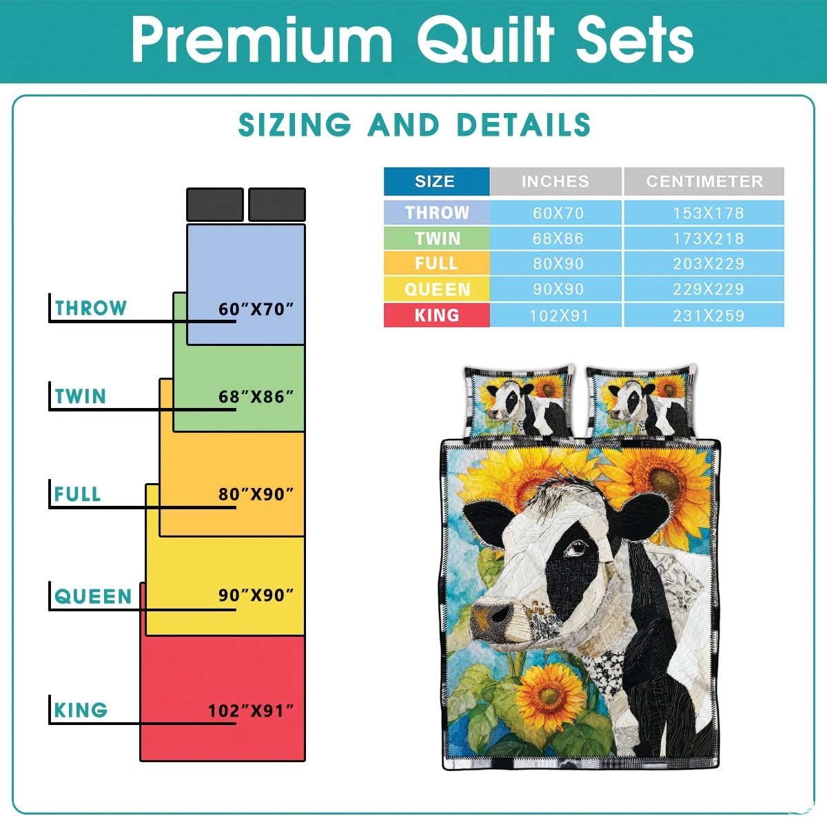 Cow with Landscape Patchwork Quilt, Animal Farmhouse Printed Quilt Set Bedding Set, Premium Patchwork Pattern Quilts Bedspread, Bedding Set with Cow Lover Gift