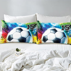 Custom Soccer Player Paint Splatter Comforter Set, Machine Washable