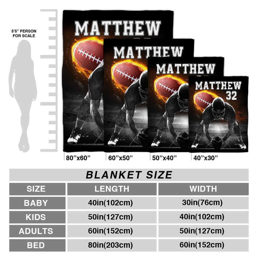 Football lineman throw blanket view 4 highlighting offensive center stance, flaming football, and stadium lights
