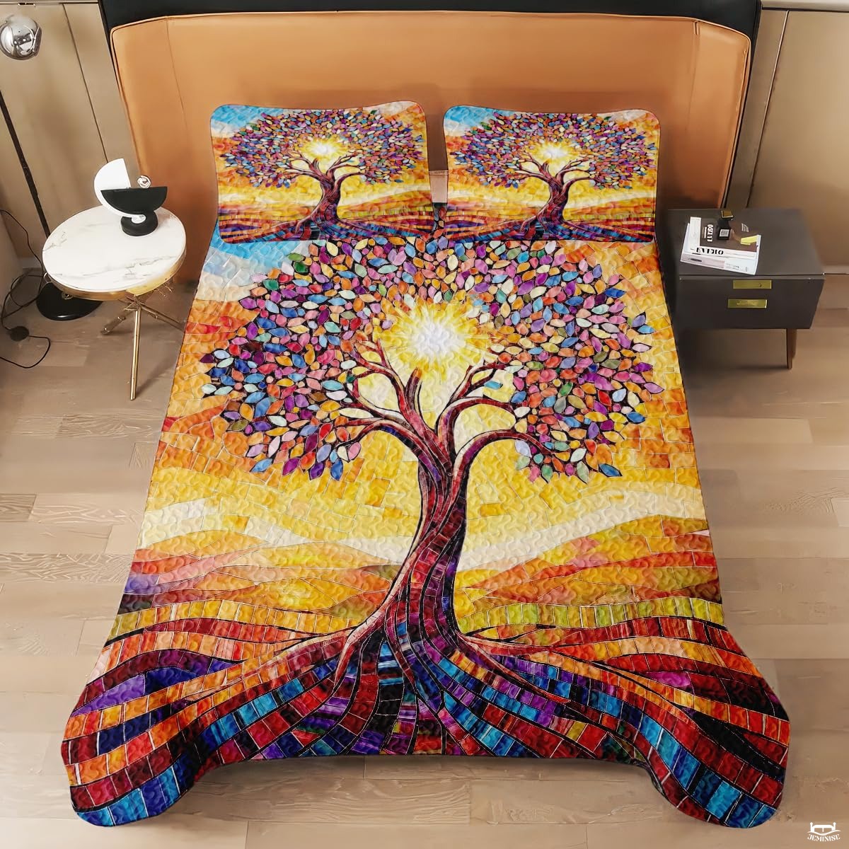 Personalized Mosaic Tree of Life Quilt Sets, Machine Wa - Mosaic Style