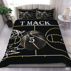Personalized Basketball on Court Lines Comforter with Name and Number
