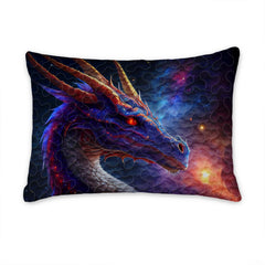 Pillow sham featuring a horned purple dragon against a colorful nebula sky