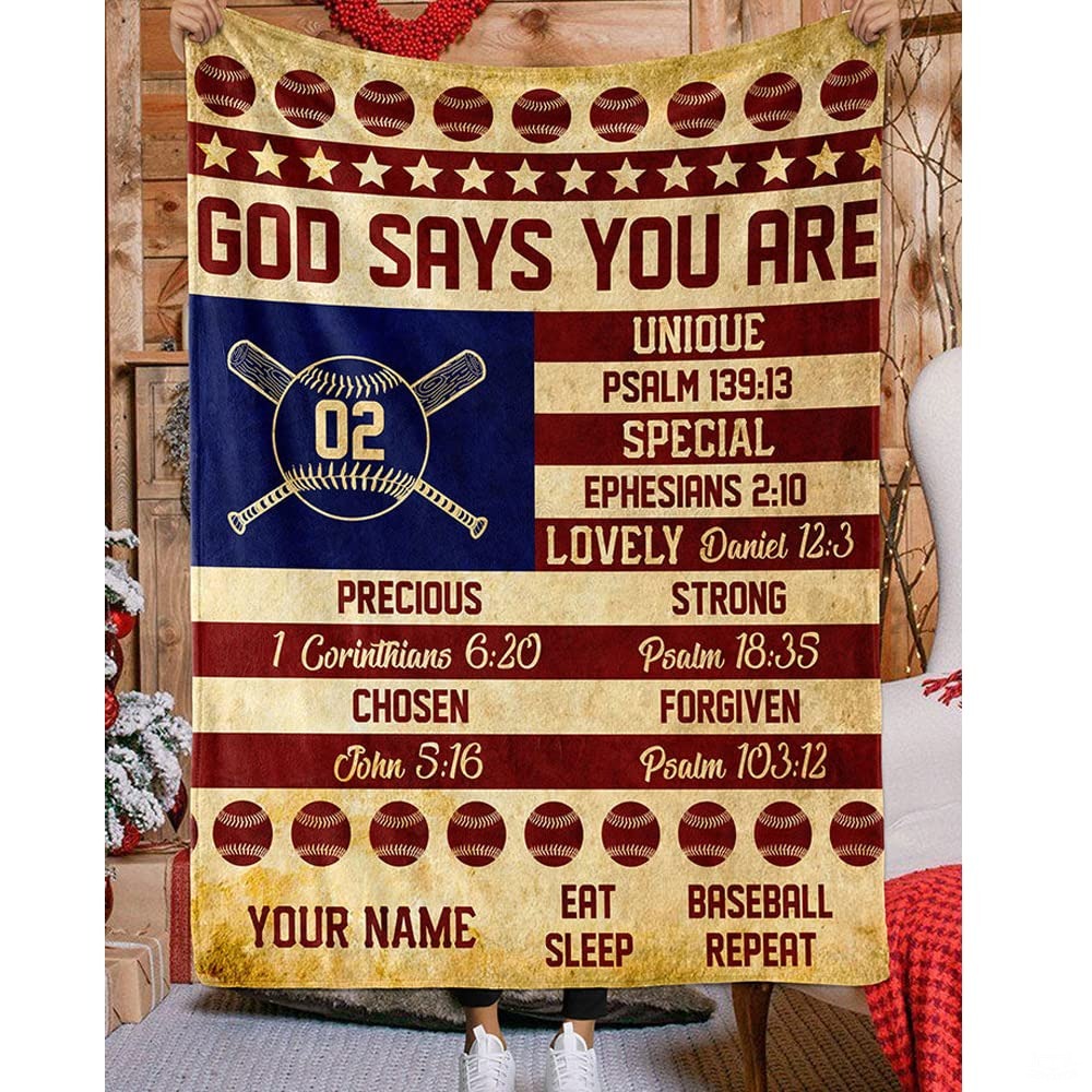 Custom Name Catcher Batter Baseball Baseball Throw, Baseball Blanket Gift Baseball Bedding Gift for Adult, Christmas New Years Gift for Baseball Player, Pitcher Gift (Baseball Design 02)