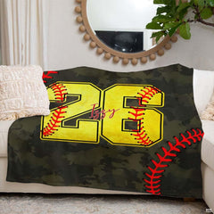 Olive green camouflage artwork displaying curved red baseball seam patterns and athletic graphics.