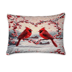 Winter Cardinals on Heart Shaped Berry Branches Patchwork Christmas Quilt