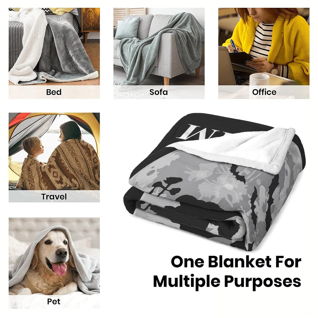 Detailed product display showing the smooth finish and black border of the Bigfoot blanket.