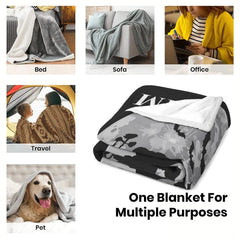 Detailed product display showing the smooth finish and black border of the Bigfoot blanket.