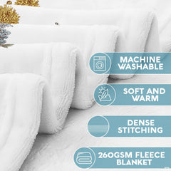 Floral bed cover artwork displaying slender stems and cursive typography against white.
