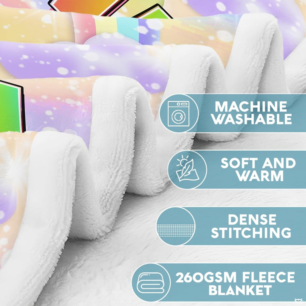 Enchanting bedroom decor styled with vibrant rainbow fairy motifs and magical starry accents.