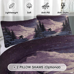 Personalized Bigfoot Snowy Mountain Forest Quilt Set, Mach - Design 15