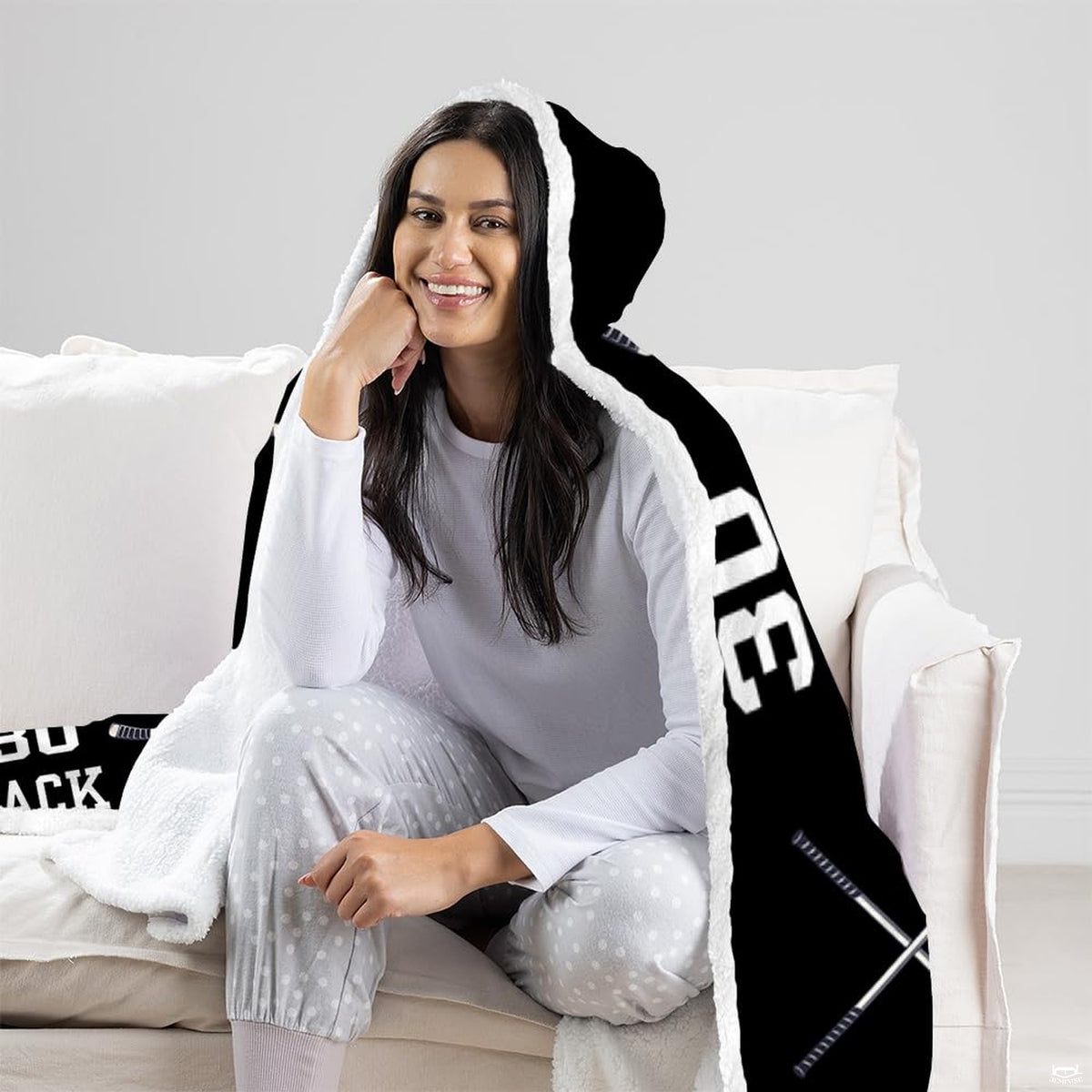 Hockey-themed bedroom decor showcasing ice hockey bedding set on styled bed.