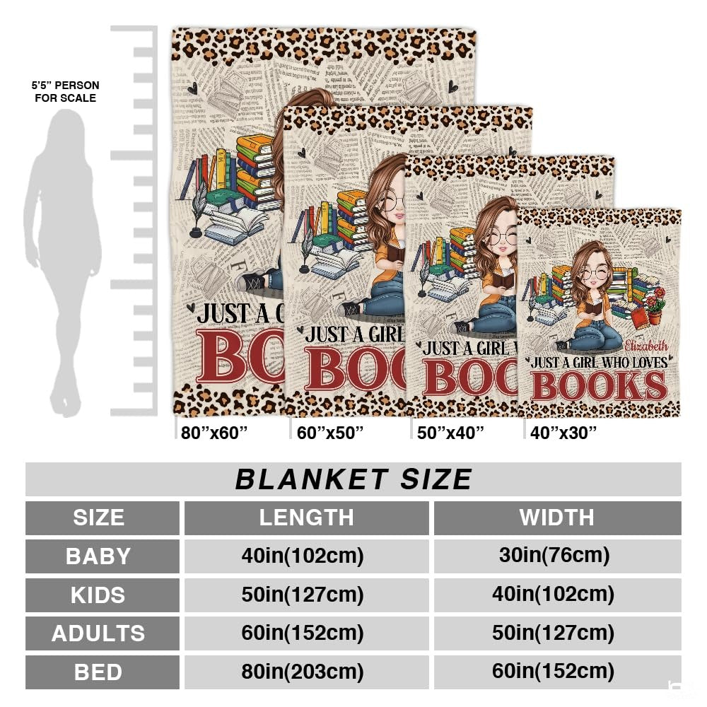 Personalized Girl Glasses Reading on Newspaper Pattern Throw Blanket