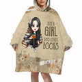 Scandinavian bed set design featuring a chibi brunette reader with vintage manuscript and wildflower collage.