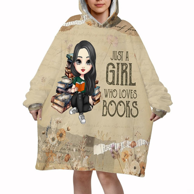 Scandinavian bed set design featuring a chibi brunette reader with vintage manuscript and wildflower collage.