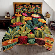 Personalized Flowering Cactus & Succulent Garden Quilt Set - Design 5