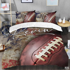 Custom American Football Close Up on Flag Comforter