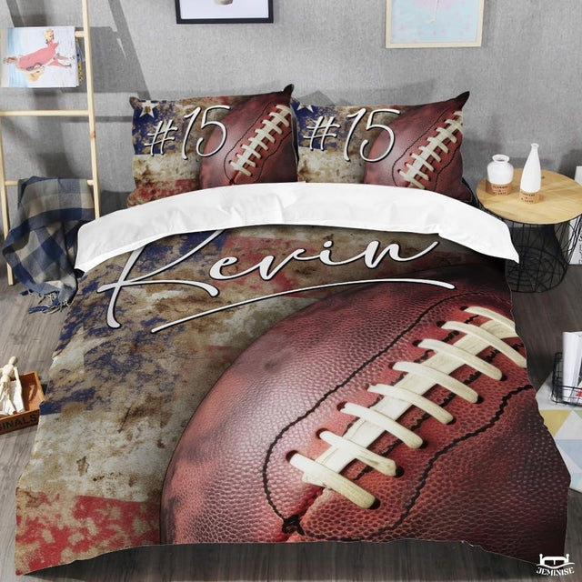 Custom American Football Close Up on Flag Comforter