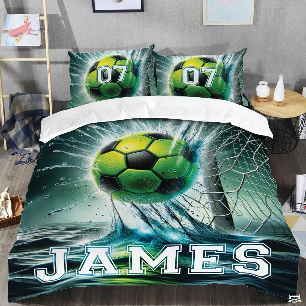 Custom Soccer Goal Splash Bedding Comforter Set, Machine Washable