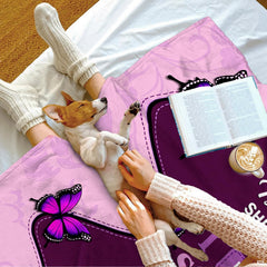 Custom Purple Butterfly Christian Blanket, Machine Washable