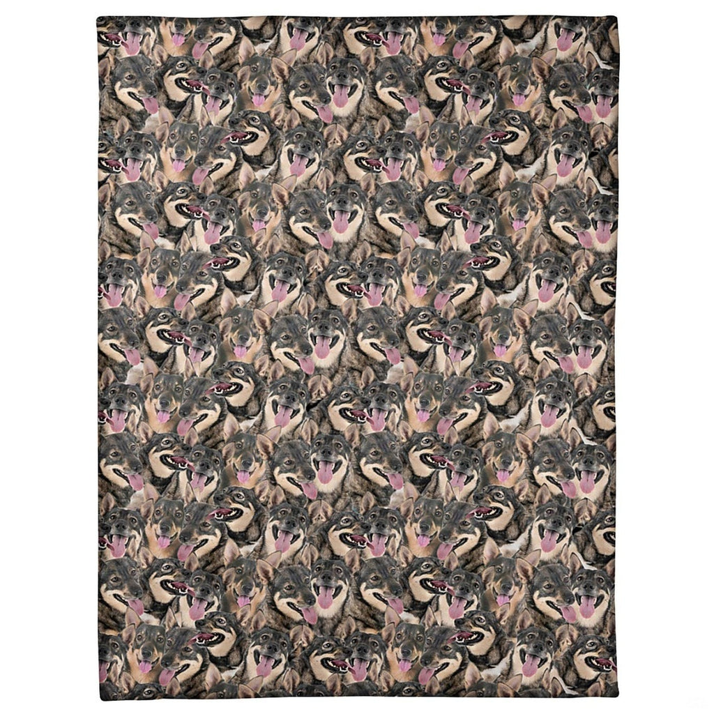 Swedish Vallhund dog breed blanket featuring an all-over photo collage pattern.