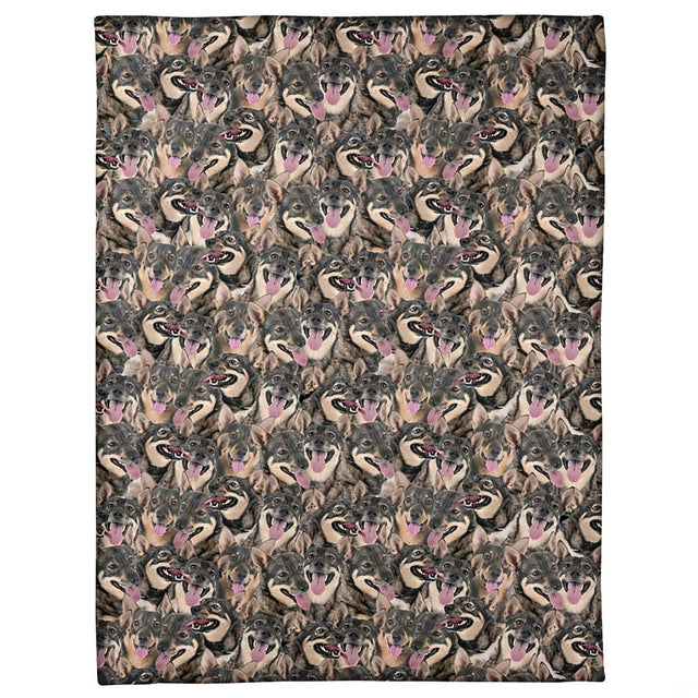 Swedish Vallhund dog breed blanket featuring an all-over photo collage pattern.