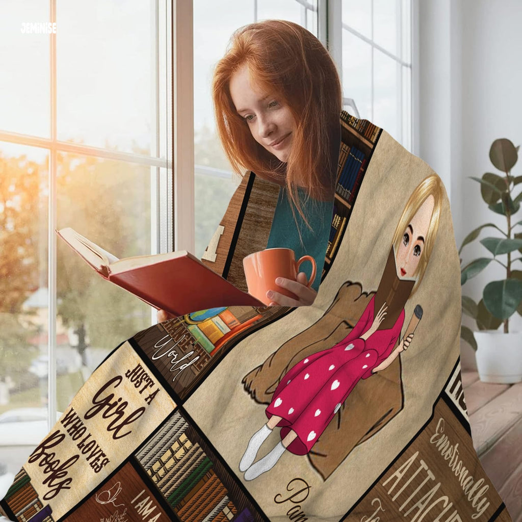Jeminise Customized Reading Blanket for Book Lovers, Personalized Daughter Gift