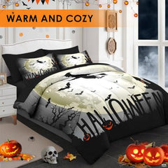 Pamnest Twin Halloween Comforter Set with Sheets, 5 Pieces Scary Bedding
