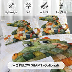 Crocodile Patchwork Printed Quilts, Animal Patchwork Bedding - Crocodile Quilt Bedset Style, Premium Quilts Bedspread, Animals Bedding Blanket Gift