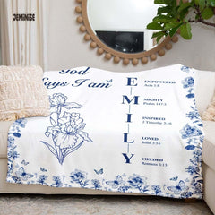 Jeminise Custom Bible Verse Christian Blanket, Personalized Inspirational Bedding