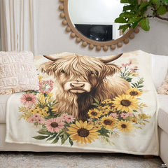 Highland bedding set styled in modern farmhouse bedroom setting beside rustic botanical wall decorations