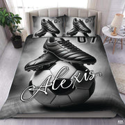 Custom Soccer Ball Cleats Personalized Comforter Set, Machine Washable
