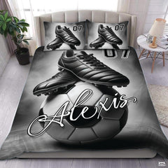 Custom Soccer Ball Cleats Personalized Comforter Set, Machine Washable