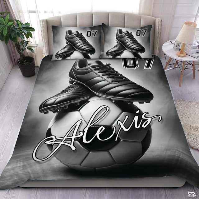 Custom Soccer Ball Cleats Personalized Comforter Set, Machine Washable