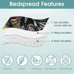Stylized view of native indian bedding set styled in a rustic Western bedroom ambiance.