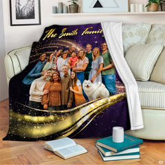 Overhead layout of mauve bedding set double featuring memories collage motif.