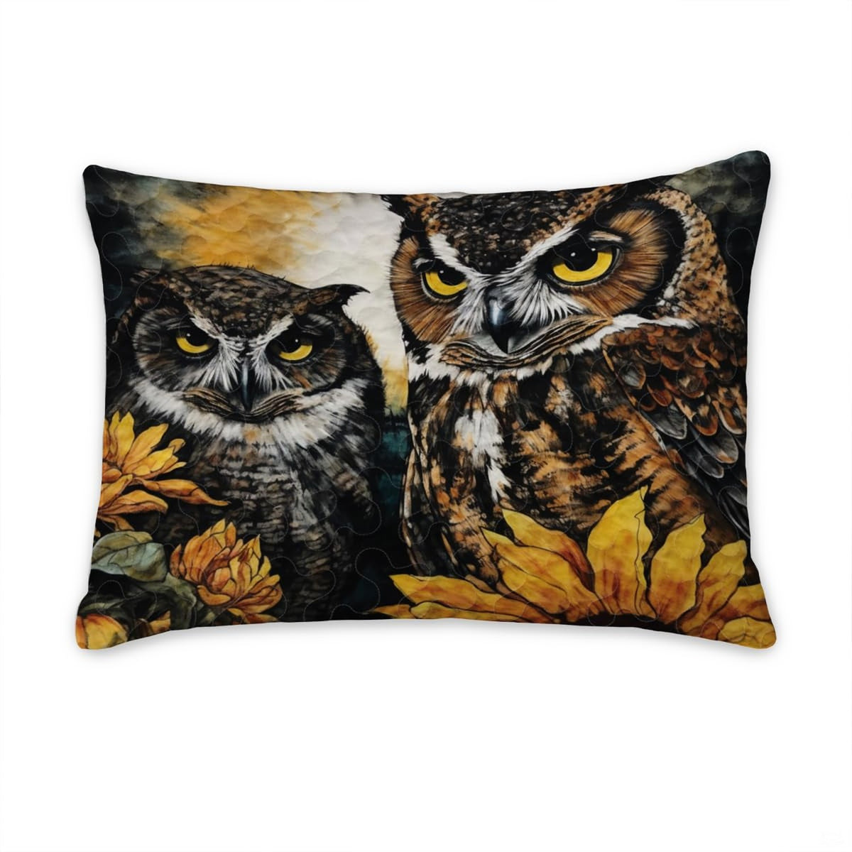 Matching pillowcase detail for wildlife bedding set showing coordinating barn owl and branch print