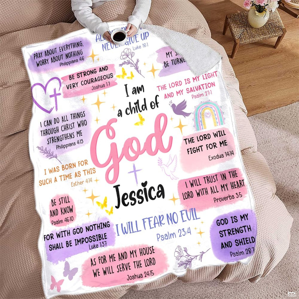 Pastel scripture bible verses inspirational faith blanket showing scripture quotes and doves view 4